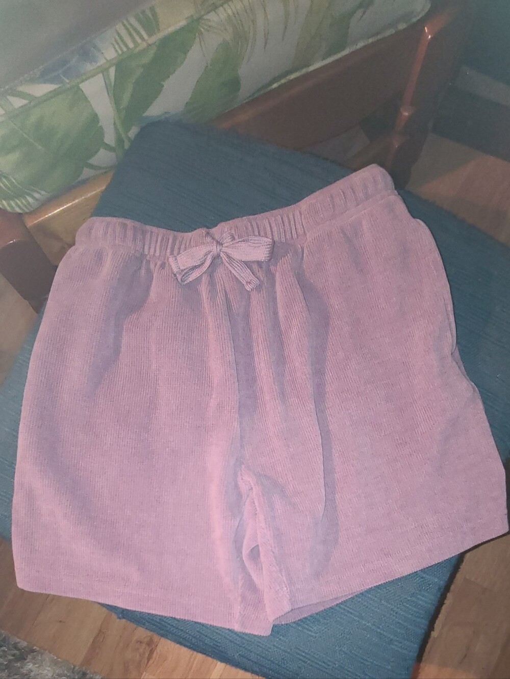 Negative Space Textured Purple Ribbed Cord Shorts - Size S